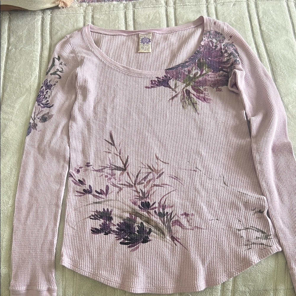 Lucky Brand Lavender Floral Long Sleeve Blouse